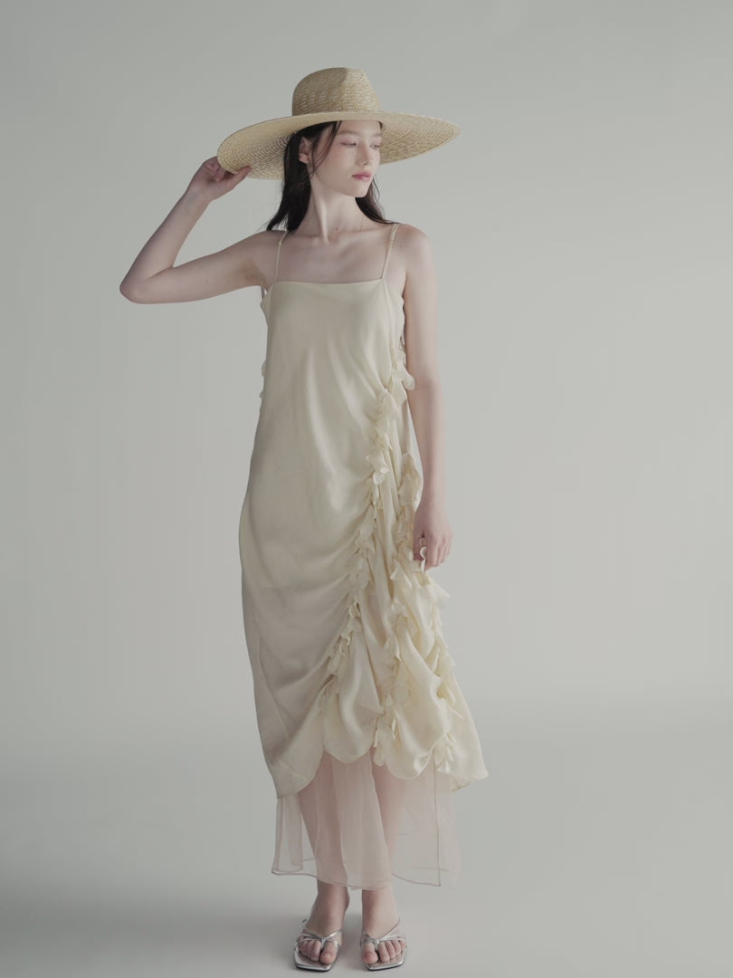 Sea Foam Ruffle Silk Dress